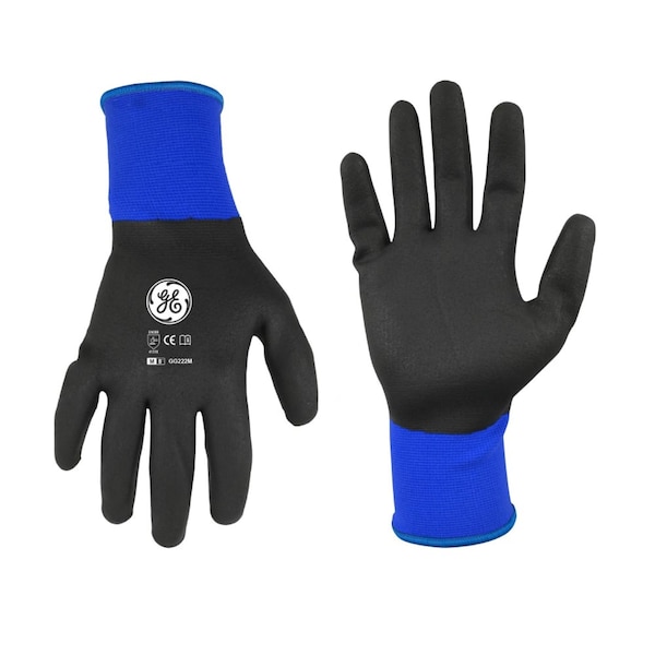 Ge Fully Dipped Coated Gloves, Foam Nitrile, Black, M 24 PK GG222M - main
